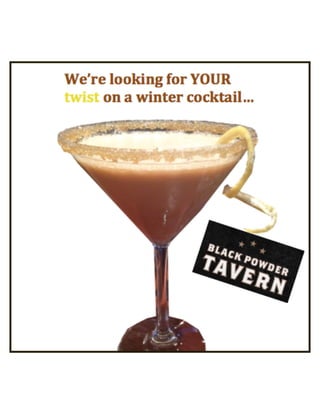 Facebook collateral for Black Powder Tavern's winter cocktail contest