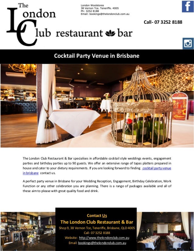 Cocktail Party Venue In Brisbane