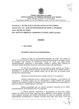 Decisão reintegração posse - Cocó (30/09/2013)