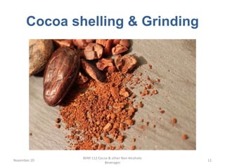Cocoa shelling & Grinding
November 20
BHM 112 Cocoa & other Non Alcoholic
Beverages
12
 