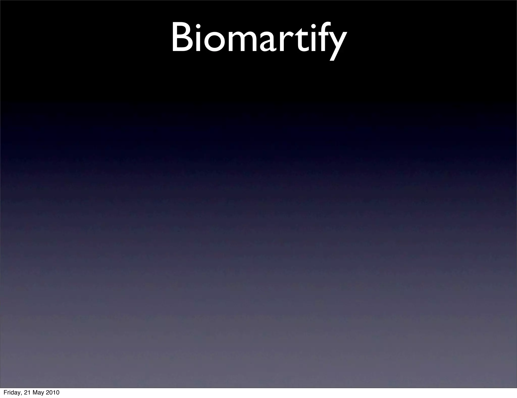 Biomartify




Friday, 21 May 2010
 