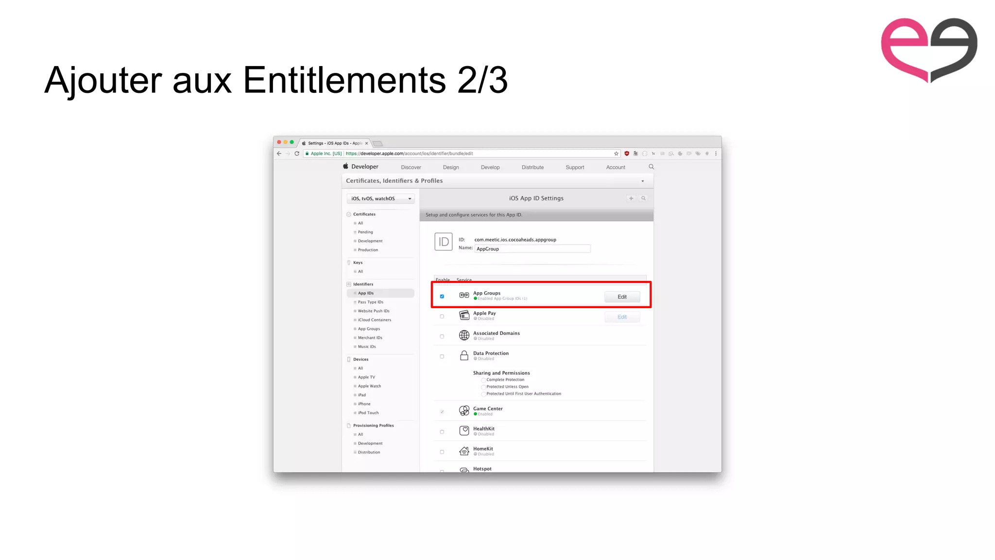 Ajouter aux Entitlements 2/3
 