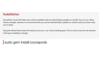 sudo gem install cocoapods
 