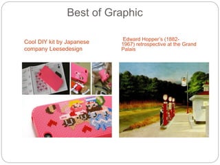 Best of Graphic
Cool DIY kit by Japanese
company Leesedesign
Edward Hopper’s (1882-
1967) retrospective at the Grand
Palais
 