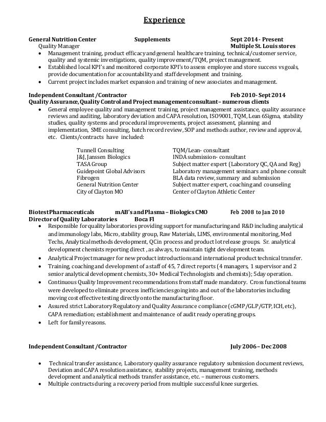 Quality improvement healthcare resume