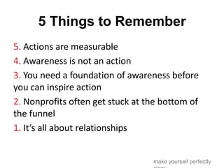 5 Things to Remember
5. Actions are measurable
4. Awareness is not an action
3. You need a foundation of awareness before
...