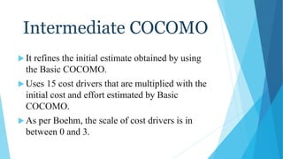 COCOMO (Software Engineering) | PPT image.