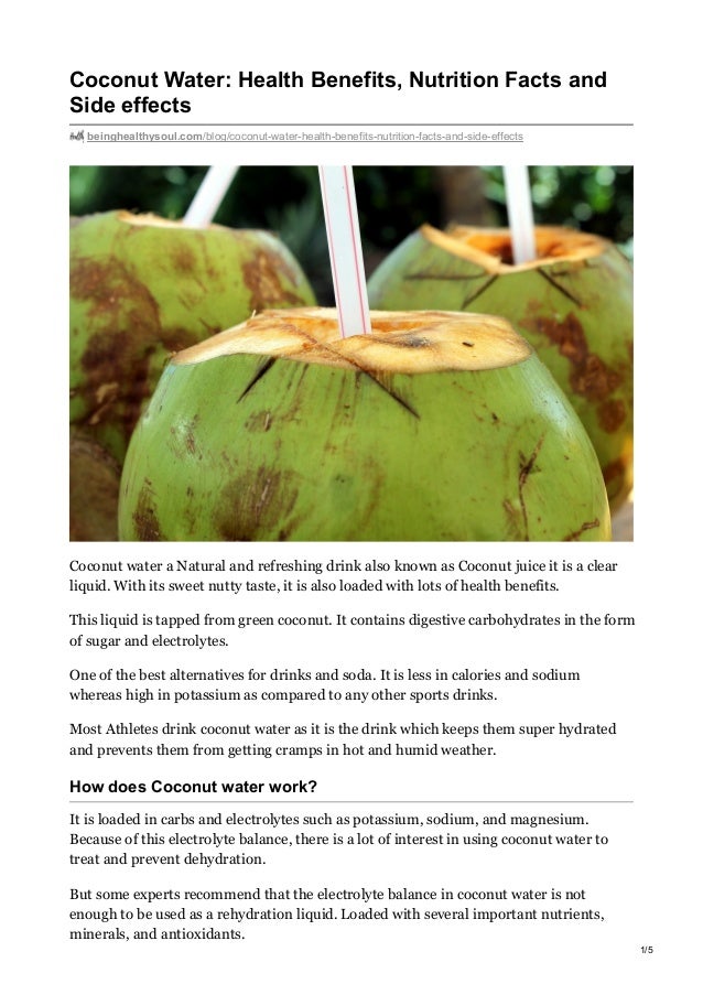 Coconut water health benefits nutrition facts and side effects