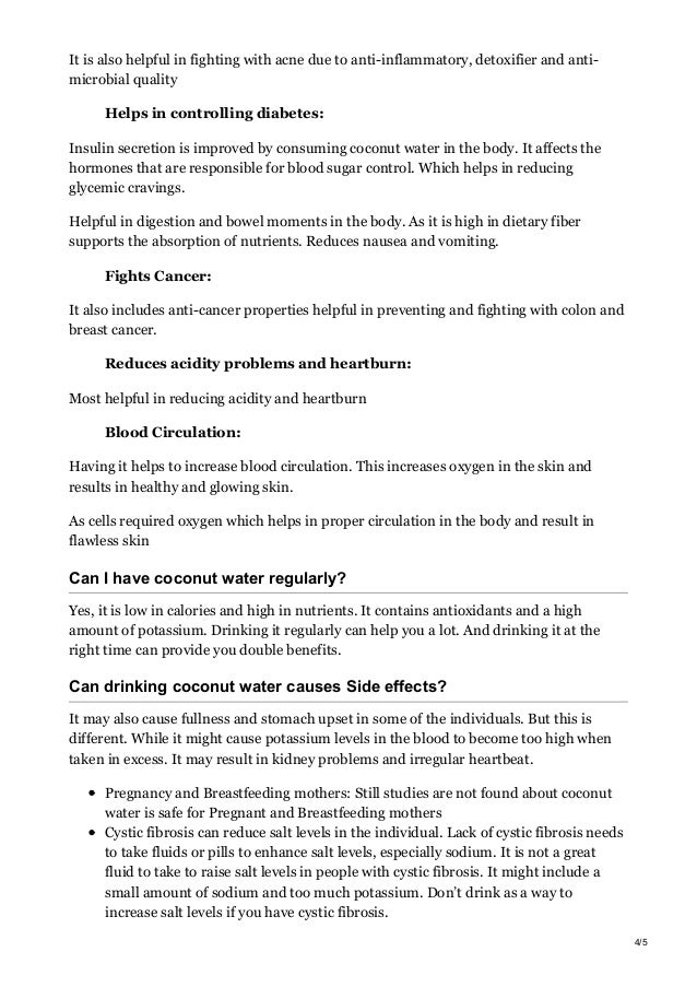 Coconut water health benefits nutrition facts and side effects