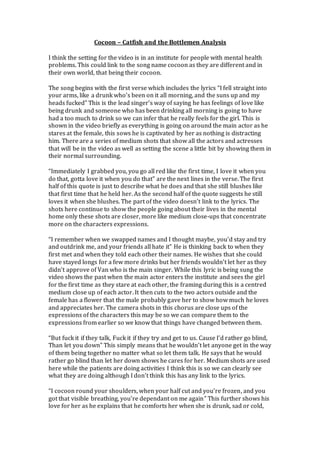 Cocoon – catfish and the bottlemen analysis Changes and Corrections | DOCX