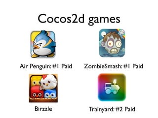 Cocos2d games


Air Penguin: #1 Paid   ZombieSmash: #1 Paid




     Birzzle            Trainyard: #2 Paid
 