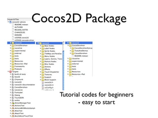 Cocos2D Package




    Tutorial codes for beginners
           - easy to start
 