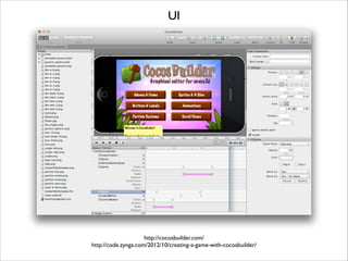 UI

http://cocosbuilder.com/	

http://code.zynga.com/2012/10/creating-a-game-with-cocosbuilder/

 