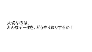 大切なのは、 どんなデータを、どうやり取りするか！  