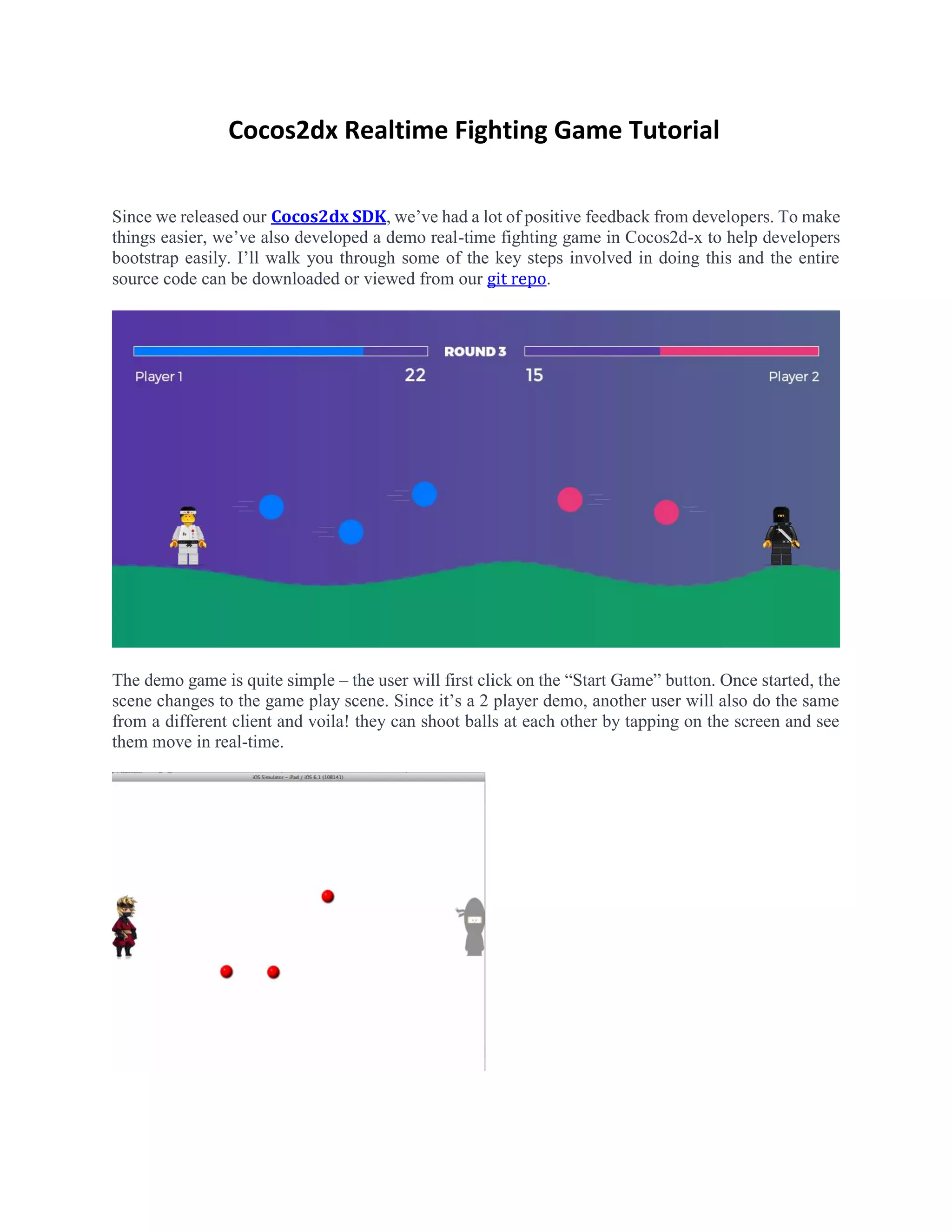 A Complete Tutorial to Develop Real-Time Fighting Game with Cocos2dx | PDF