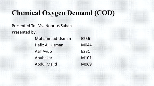 Chemical oxygen demand | PPTX