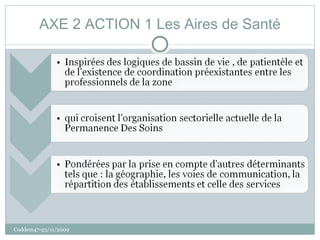 AXE 2 ACTION 1 Les Aires de Santé Coddem47-23/11/2009 