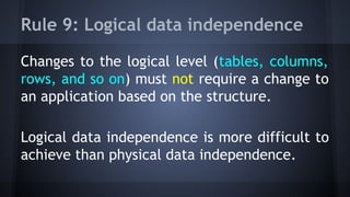Database Rules Codd's 12 rules | PDF