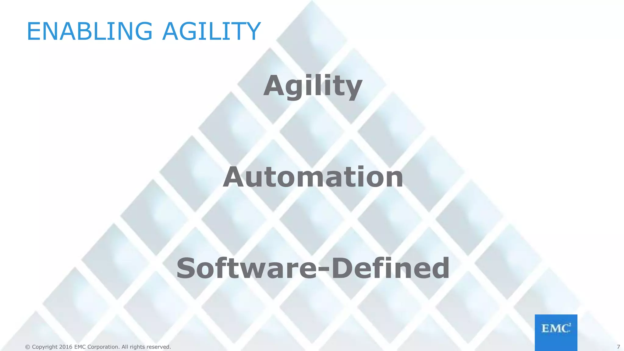 7© Copyright 2016 EMC Corporation. All rights reserved. 7© Copyright 2016 EMC Corporation. All rights reserved.
HOW DID WE GET HERE?
THE ROAD TO SOFTWARE DEFINED
 