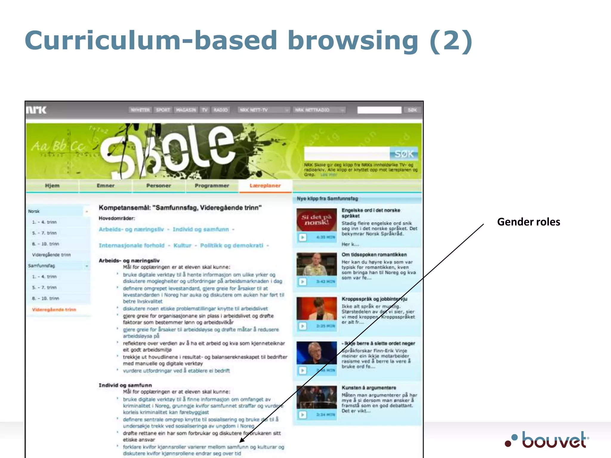 Curriculum-based browsing (2)Gender roles