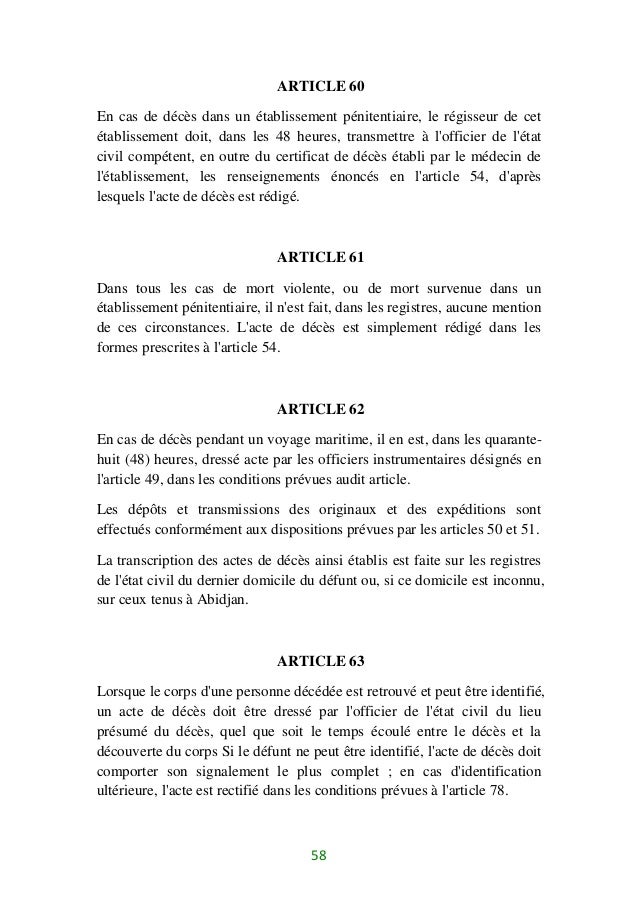 Article 60 du code civil