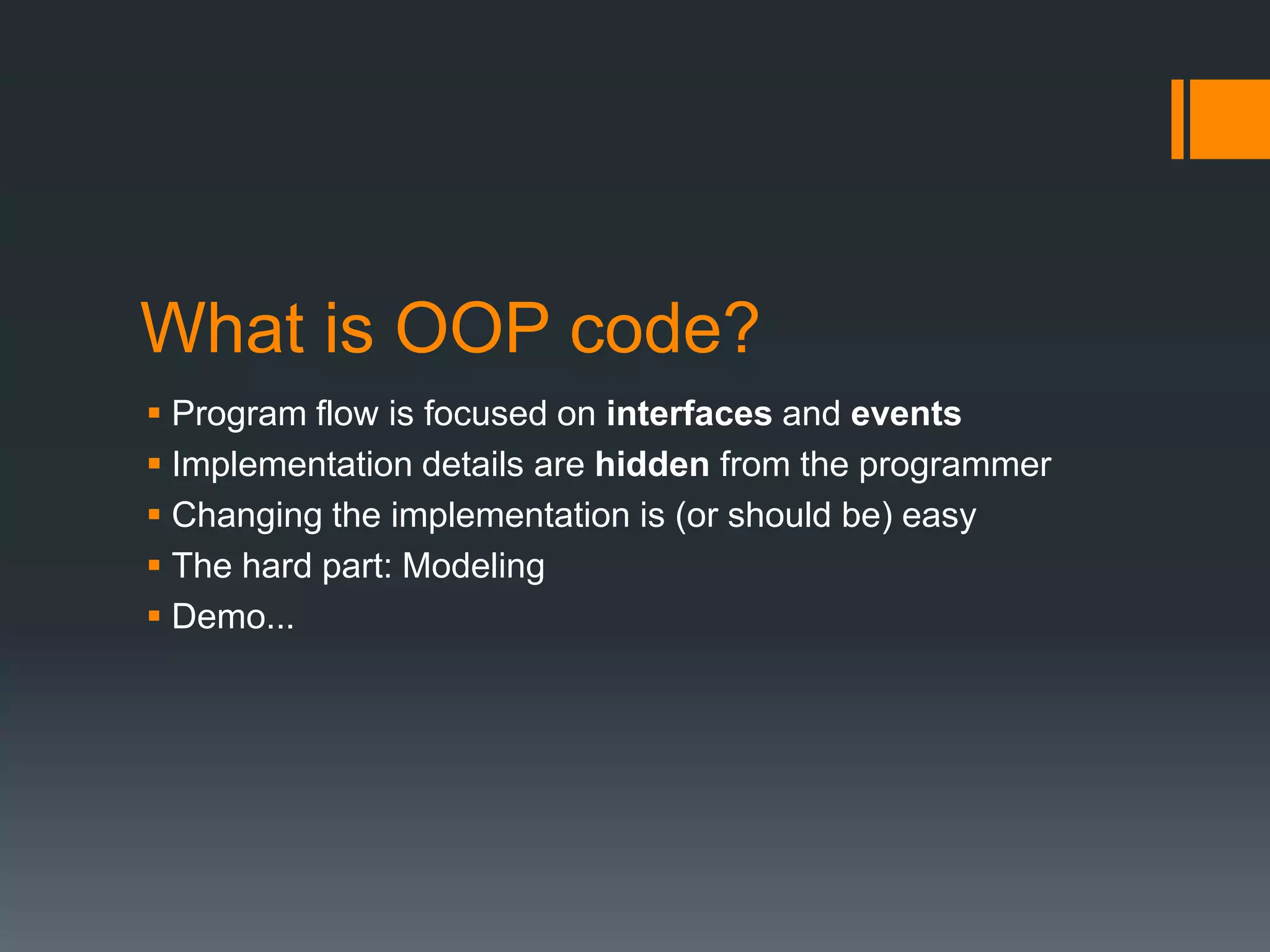 Code: from Procedural to Object Oriented | PPTX