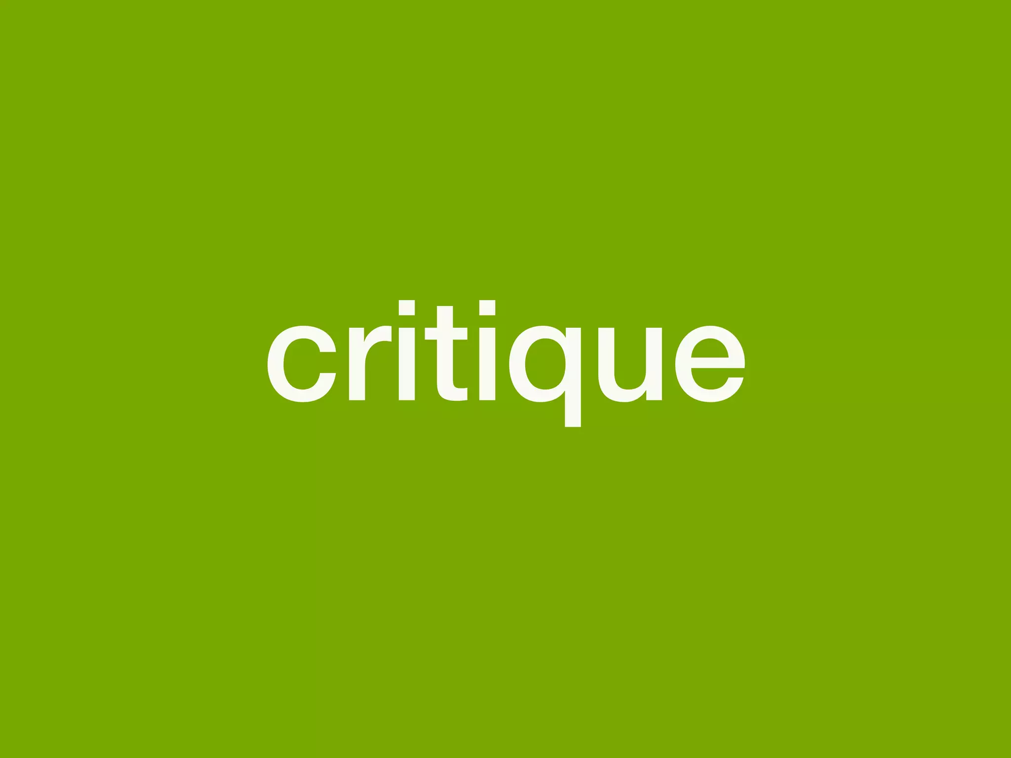 critique 
 