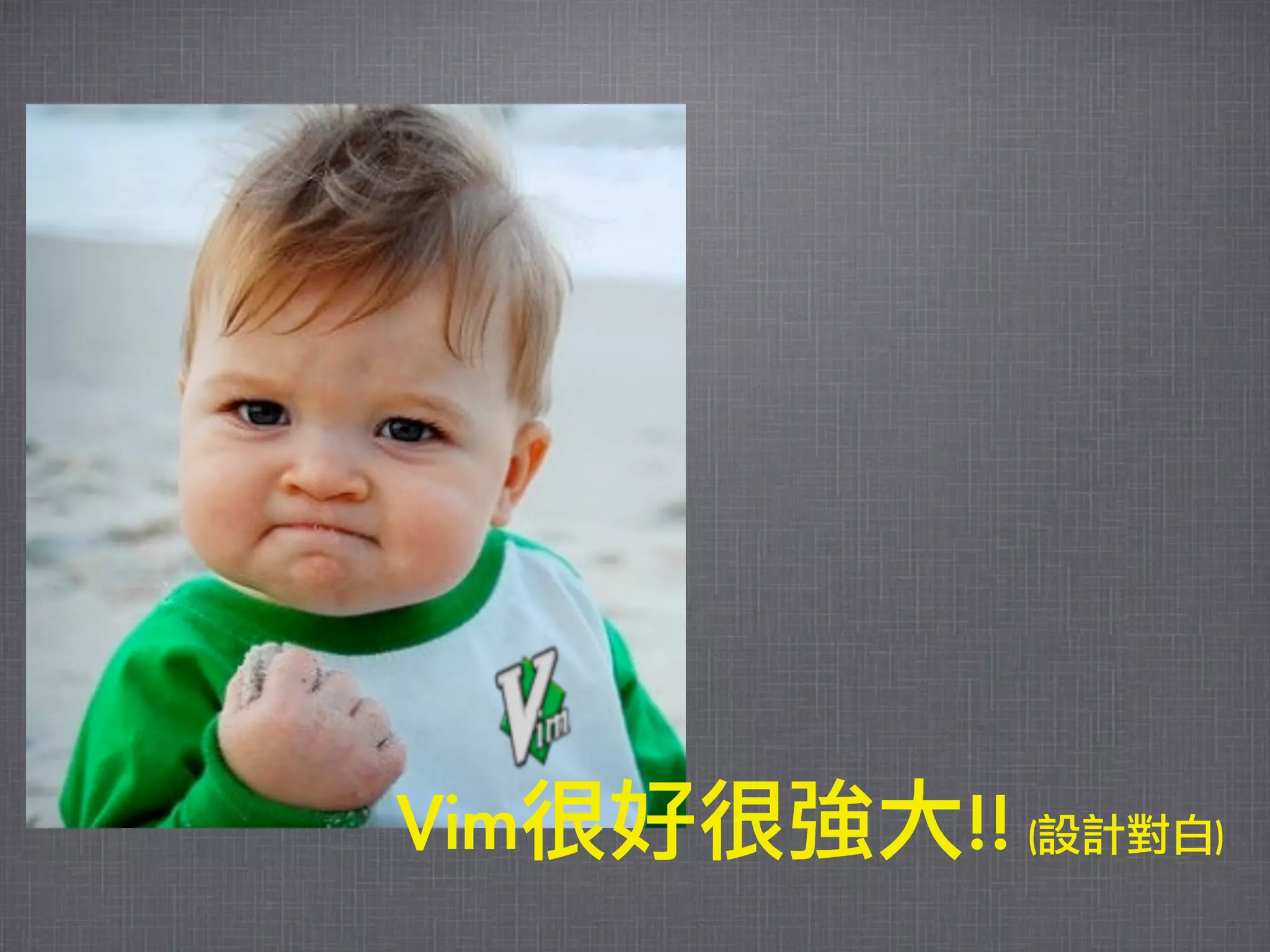 Vim很好很強大!!	 (設計對白)
 