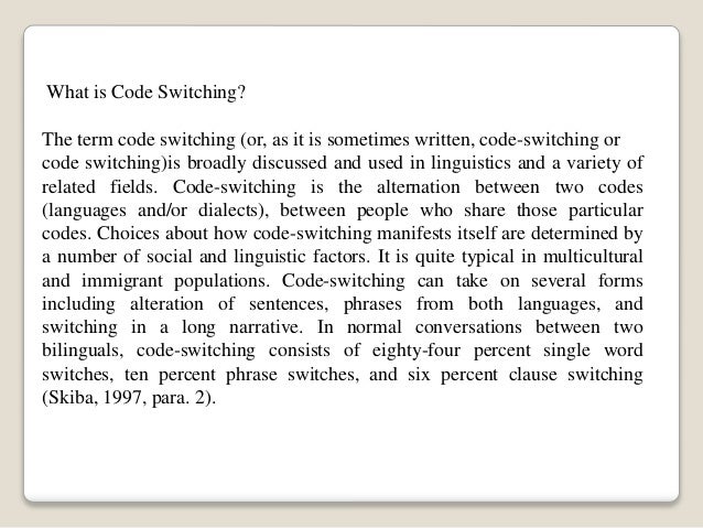 Code switching-reason