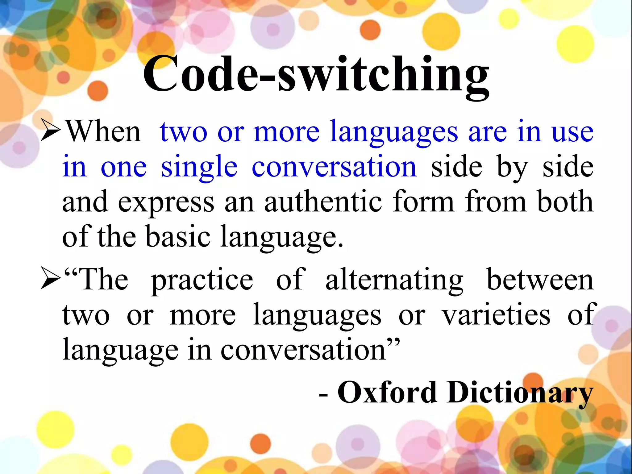 Presentation on Code Switching | PPTX