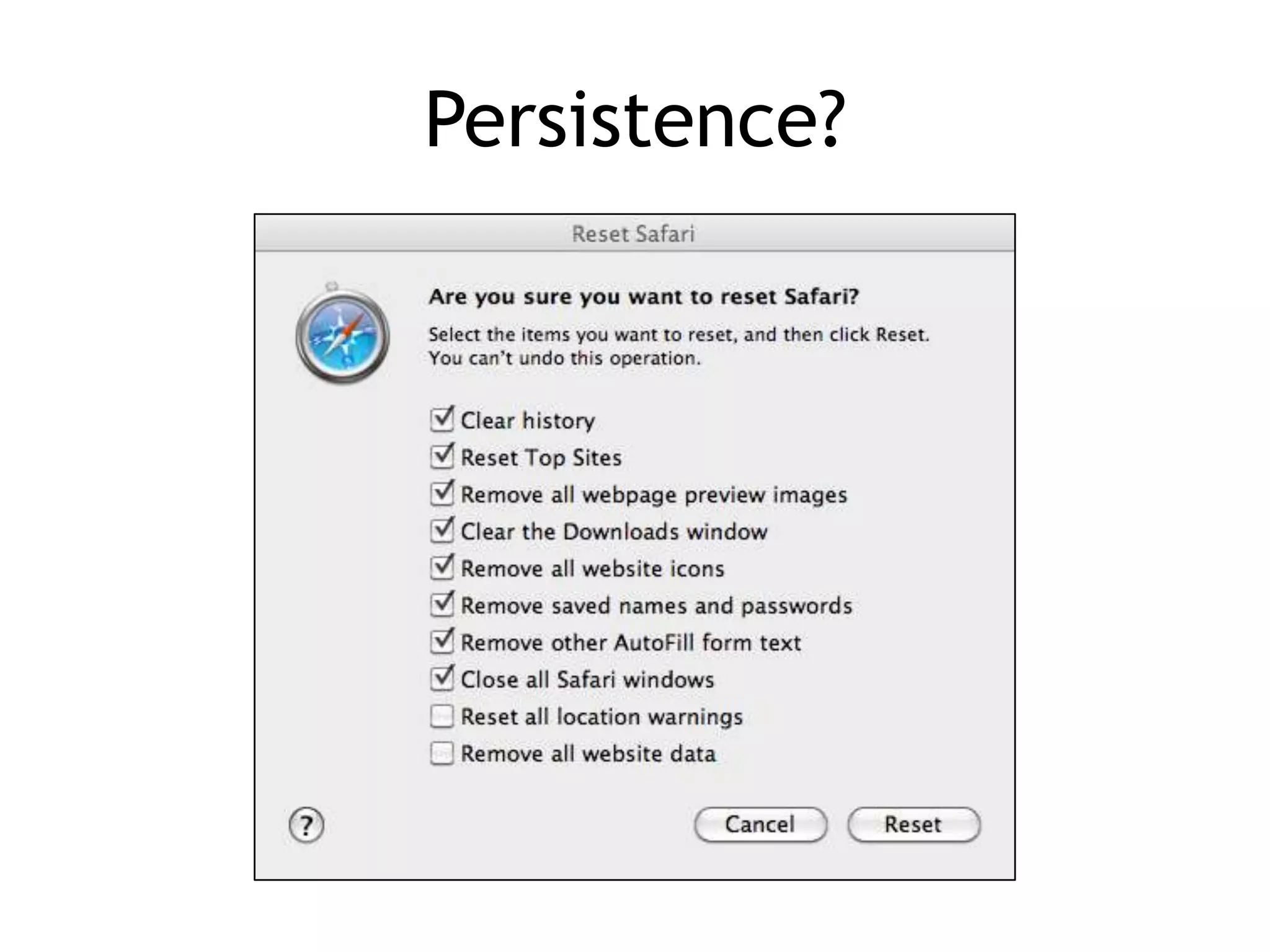 Persistence?
 