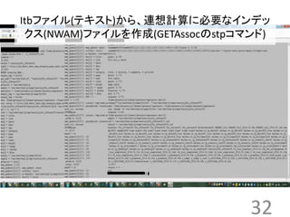Itbファイル(テキスト)から、連想計算に必要なインデッ 
クス(NWAM)ファイルを作成(GETAssocのstpコマンド) 
32 
 
