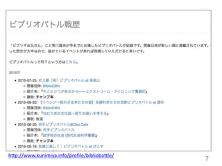7http://www.kunimiya.info/profile/bibliobattle/
 