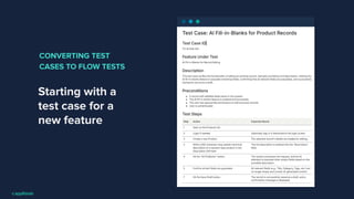 Starting with a
test case for a
new feature
CONVERTING TEST
CASES TO FLOW TESTS
 