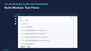 Build Modular Test Flows
UTILIZE REUSABLE FLOWS AND PARAMETERS
 