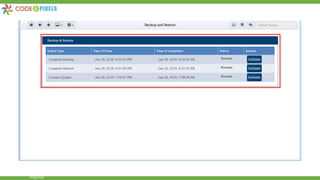 Backup & Restore Data: This feature enables admin to create a backup of the IETM and also can be restored from last backup when and as
required.
 