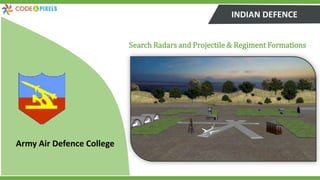 Army Air Defence College
INDIAN DEFENCE
Search Radars and Projectile & Regiment Formations
 