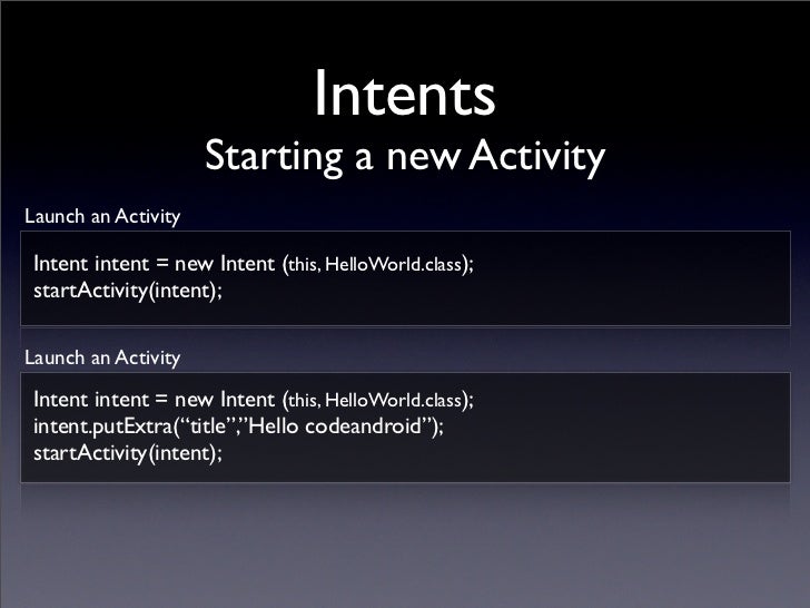 Android Intent, Intent Filter, Broadcast Receivers