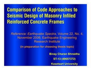 Code approaches to seismic design of masonry infiled rc frames | PDF