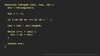 function leftpad (str, len, ch) {
str = String(str);
var i = -1;
if (!ch && ch !== 0) ch = ' ';
len = len - str.length;
while (++i < len) {
str = ch + str;
}
return str;
}
 