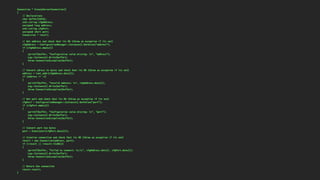 Connection * CreateServerConnection()
{
// Declarations
char buffer[1024];
std::string cfgAddress;
unsigned long address;
std::string cfgPort;
unsigned short port;
Connection * result;
// Get address and check that its OK (throw an exception if its not)
cfgAddress = ConfigurationManager::Instance().GetValue("address");
if (cfgAddress.empty())
{
sprintf(buffer, "Configuration value missing: %s", "address");
Log::Instance().Write(buffer);
throw ConnectionException(buffer);
}
// Convert adress to bytes and check that its OK (throw an exception if its not)
address = inet_addr(cfgAddress.data());
if (address == -1)
{
sprintf(buffer, "Invalid address: %s", cfgAddress.data());
Log::Instance().Write(buffer);
throw ConnectionException(buffer);
}
// Get port and check that its OK (throw an exception if its not)
cfgPort = ConfigurationManager::Instance().GetValue("port");
if (cfgPort.empty())
{
sprintf(buffer, "Configuration value missing: %s", "port");
Log::Instance().Write(buffer);
throw ConnectionException(buffer);
}
// Convert port too bytes
port = htons(atoi(cfgPort.data()));
// Creation connection and check that its OK (throw an exception if its not)
result = new Connection(address, port);
if (!result || !result->IsOK())
{
sprintf(buffer, "Failed to connect: %s:%s", cfgAddress.data(), cfgPort.data());
Log::Instance().Write(buffer);
throw ConnectionException(buffer);
}
// Return the connection
return result;
}
 