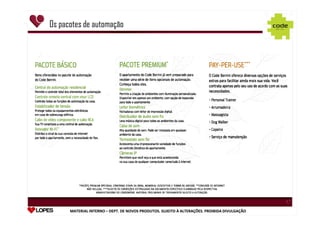 Os pacotes de automação

1

1

1

1

MATERIAL INTERNO – DEPT. DE NOVOS PRODUTOS. SUJEITO À ALTERAÇÕES. PROIBIDA DIVULGAÇÃO
DEPT.

 