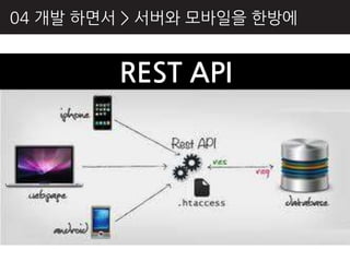 04 개발 하면서 > 서버와 모바읷을 핚방에


         REST API
 