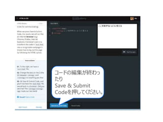 コードの編集が終わっ
たり
Save & Submit
Codeを押してください。
 