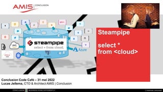 Classificatie: vertrouwelijk
Steampipe
select *
from <cloud>
Conclusion Code Café – 31 mei 2022
Lucas Jellema, CTO & Architect AMIS | Conclusion
 