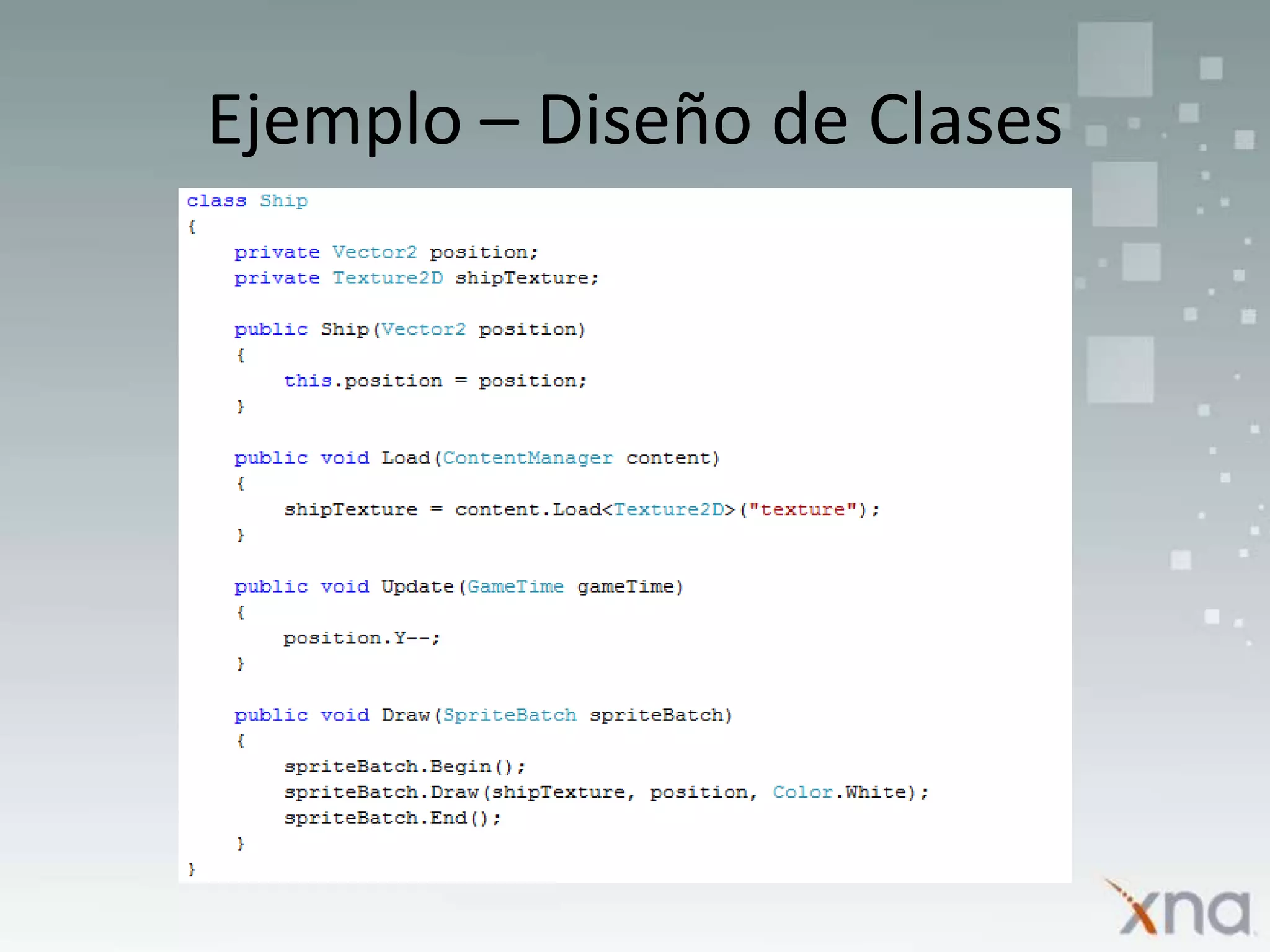Ejemplo – Diseño de Clases