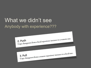 What we didn’t see
Anybody with experience???
 