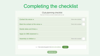Completing the checklist
 