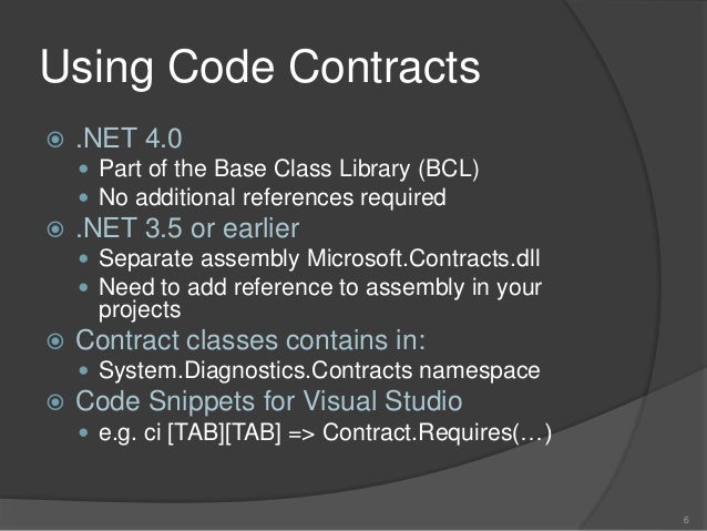 Net Framework Code Contract Example – FEAAR