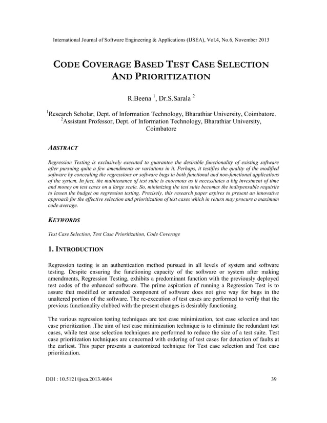 Code coverage based test case selection and prioritization | PDF